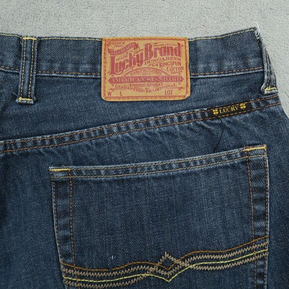 Lucky Brand Jeans Mens 38x31 Blue Piper Relaxed Straight Dungaree Denim Pants - Picture 7 of 15